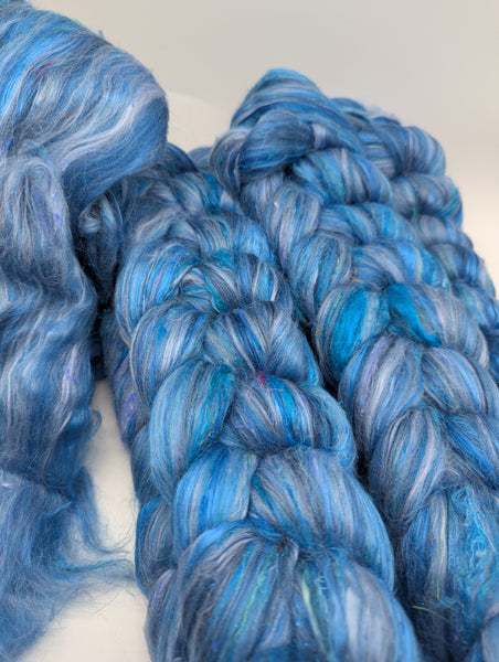 57/13/13/13/4 Merino/Mulberry Silk/Bamboo/Sari Silk/Glitter 100g