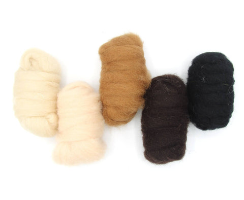 Animal Tones Carded Corriedale Sliver Mixed Bag 125g