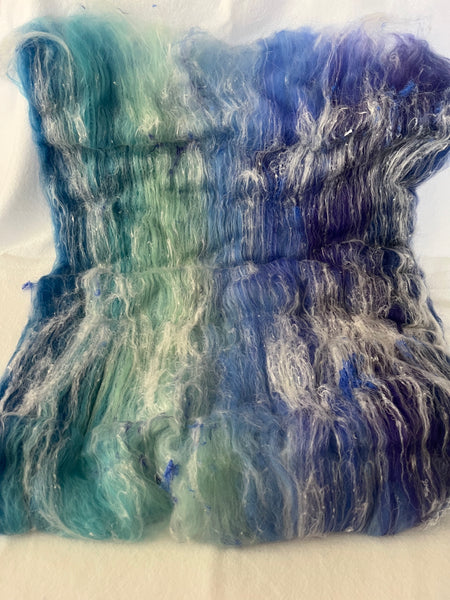 Art Batt by Simply Fibre - Extra Fine Merino, Silk Threads and Sari Silk, Min 55g