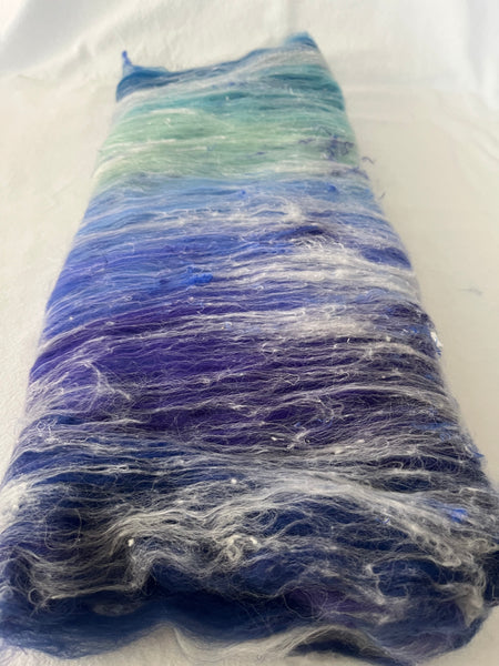 Art Batt by Simply Fibre - Extra Fine Merino, Silk Threads and Sari Silk, Min 55g
