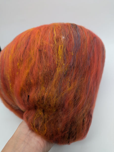 70/10/10/10 Merino/Cashmere/Mulberry Silk/Sari Silk 100g Batt