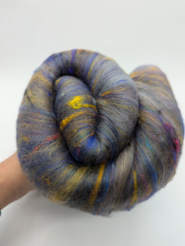 70/10/10/10 Merino/Cashmere/Mulberry Silk/Sari Silk 100g Batt