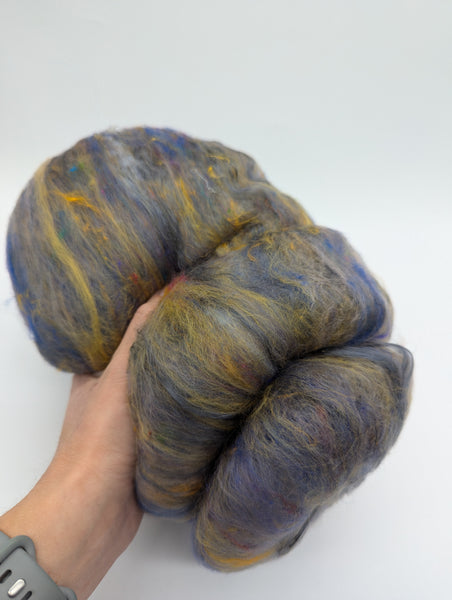 70/10/10/10 Merino/Cashmere/Mulberry Silk/Sari Silk 100g Batt