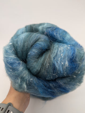 52/23/20/5 Shetland/Silk/South American wool/Tweed (Viscose) - 100g Batt