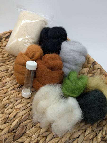 Maori Roving Colour Kit, includes needles and core wool - 150g