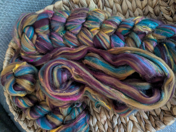 64/12/12/12 Merino/Tussah Silk/Bamboo/Sari Silk 100g