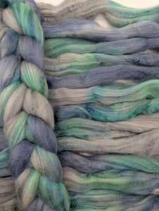 75/25 Hand Dyed Polwarth/Tussah Silk 100g
