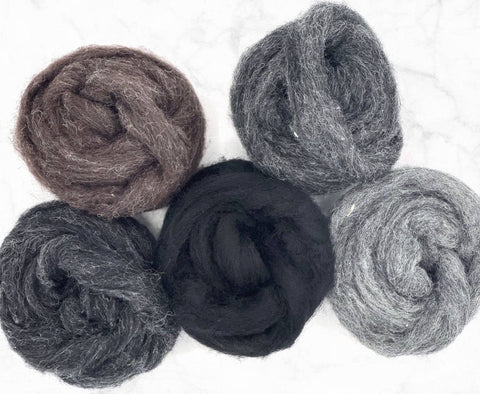 Dark Tones Carded Corriedale Sliver Mixed Bag 125g